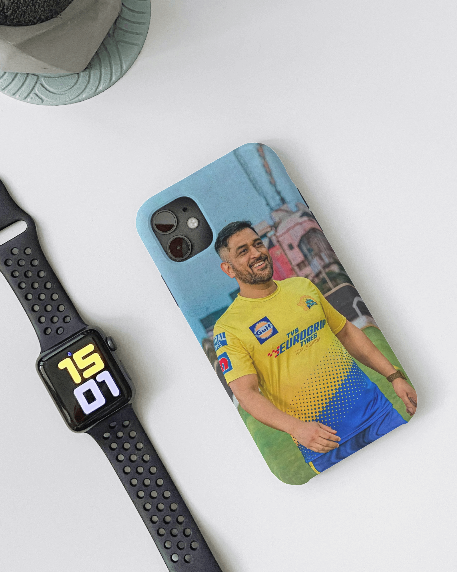 Dhoni in CSK practice Jersey Phone Case